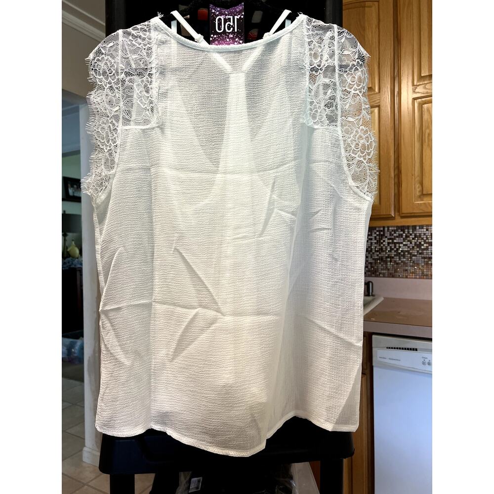 White lace/sheer top with matching camisole, L, $22, NWOT